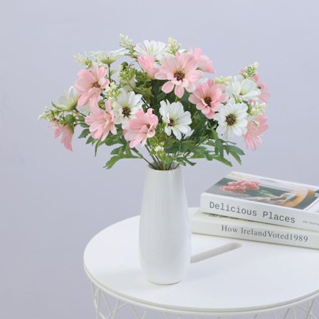 2 buketter med 12 små margueritter, kunstige buketter, friske