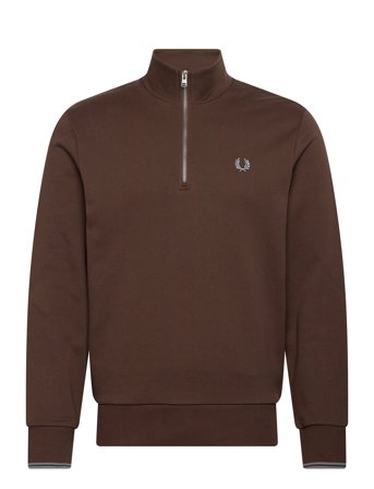 Fred Perry Half Zip Sweatshirt - Brown - L