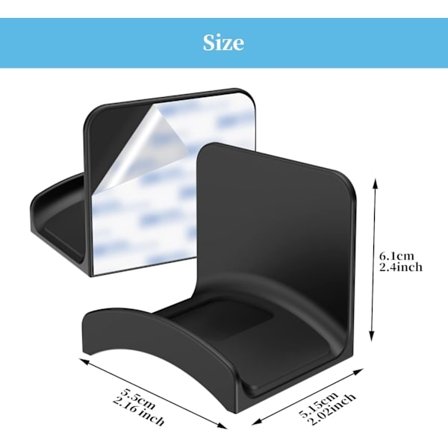 Hörlurshållare - Stark självhäftande hörlurskrok för gaminghörlurar och handkontroller upp till 1 kg, Svart