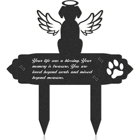 Koiran hautausmaan koristeet haudalle - Haudan puutarhakoristeet metallista muistokoiran enkelinsiivet paalut kyltti vedenpitävä musta haudan 