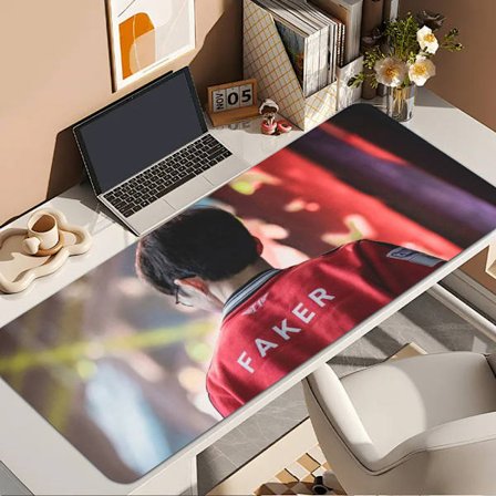 1 stk. T1FakerGaming Musemåtte - Skridsikker gummibase, stor gaming skrivebordsmåtte med Fighter Superstar design, vaskbar overflade til PC, kontor, 