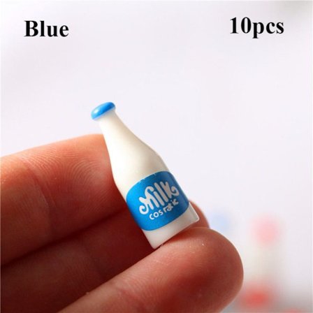 10 stk Harpiks Drikkeflaske Dukkehus Miniaturemad BLÅ