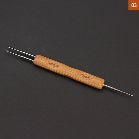 Dobbelthodet Dreadlock Hekle Bambus Håndtak Krok For Dreadsloc