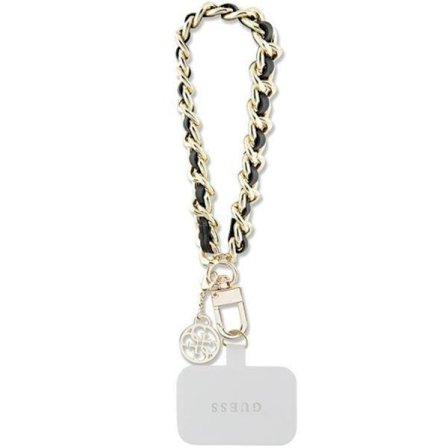 Guess Universal Mobilrem Saffiano Chain Charm - Svart