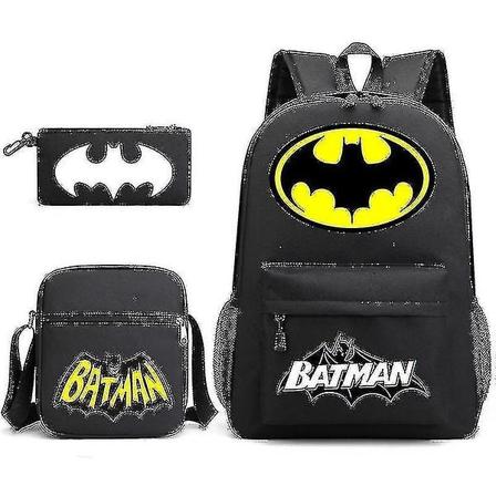 Batman Bruce Wayne -koululaukku, opiskelijareppu, paperikassi, pieni laukku, kolmiosainen setti, tyyli AH DB [L]
