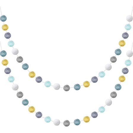 2 stk. uldfiltboldguirlande Farverig Pom Pom-guirlande Håndlavet 2 meter lang 24 bolde Filtboldguirlander til væg Juletræsdekoration (Grøn,