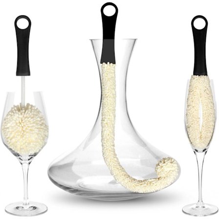 Rengjøringsbørster Vinkjølersett (3 børster) Børster for vaser og glass for rengjøring av områder som er vanskelige å nå på platene.