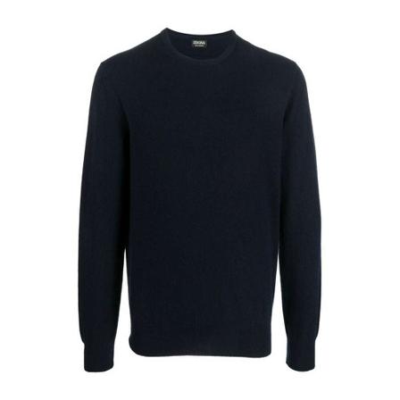 Z Zegna, Round-neck Knitwear Blauw, Heren, Maat:XL