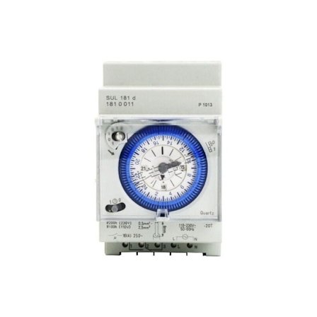 Mekaaninen 24 tunnin kaksisuuntainen aikakytkin DIN-kisko varavirralla SUL 181d 110-230V