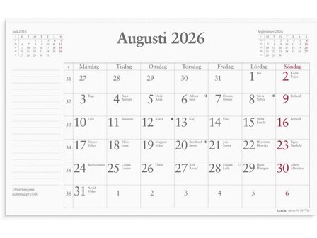 BURDE Månadsblock 2026 240x152mm - Lyreco - Almanackor och kalendrar - Väggkalendrar - Dagblock