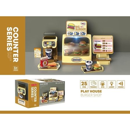 Legetøjs Burgerbar med lys og lyd—pa