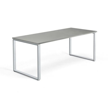 Schreibtisch QBUS, O-Gestell, 1800 x 800 mm, Gestell silber, hellgrau