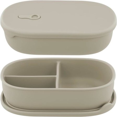 Tiivis silikoninen bento-rasia kannella ja 3 lokerolla - 1000 ml Mikroaaltouunin ja pakastimen kestävä - Sopii lapsille ja aikuisille - Beige