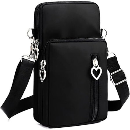 Crossbody-telefontaske til kvinder, skuldertasker til kvinder, 3-lags mobiltelefontaske, nylonpung til kvinder, håndtasker