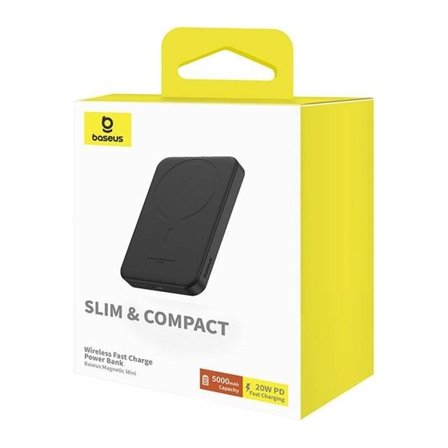 Magnetisk mini-powerbank Baseus 5000 mAh, USB-C 20 W (svart)