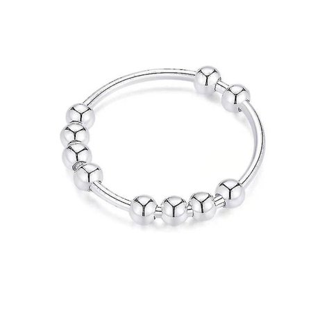 925 Anti-ångest Ring Kompatibel Kvinnor Män Ringar Kompatibel Ångest Ångest Ring Med Pärlor Spinner Ring Kompatibel Ångest Snurrande Ring