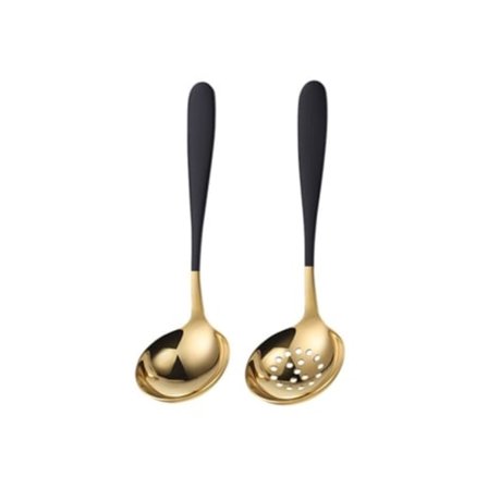 Set of 2 Gold Stainless Steel Soup Ladles TRUYUETY