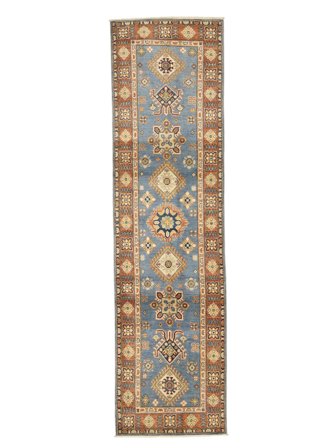 Kazak Fine Rug 80X299 Runner Brown/Orange Wool, Afghanistan