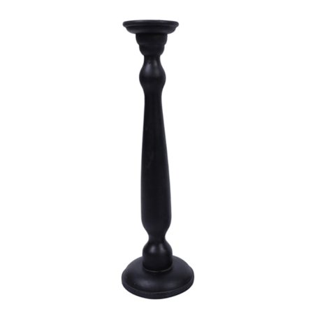 Musta mangopuusta valmistettu kynttilänjalka, 15x15x53 cm