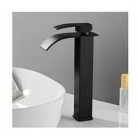 Svart fossefallkran med blandebatteri med høy tut KLB