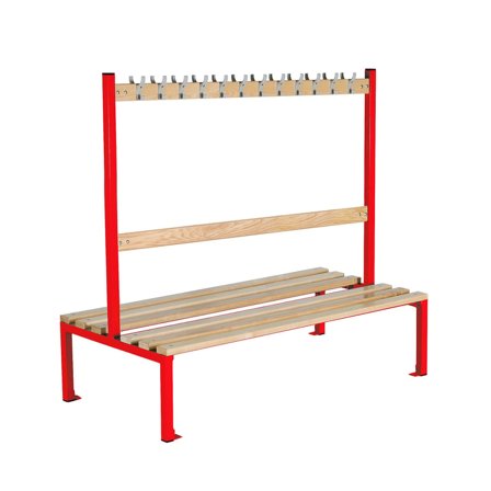 Double school bench ELITE, 24 hooks, 1500x760x1370 mm, red