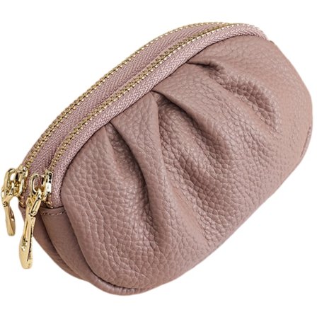 Naisten kaksinkertainen vetoketjullinen kolikkokukkaro Pink