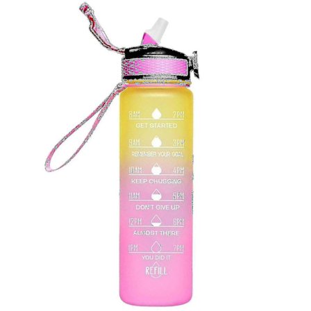 1000ml Gratis Motiverende Sportskanden Med Tidsmarkering Udendørs Fitness Kande Gradient Farve Kande Udendørs Frost Vandflaske