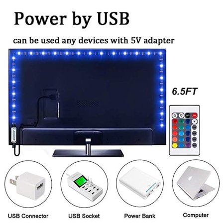 LED-TV-ljuslist / Ljusring / LED-ljuslist - RGB Flerfärgad