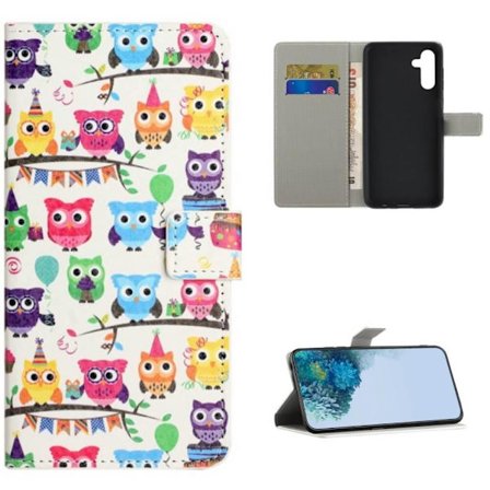 Lompakkokotelo Samsung Galaxy A54 - Pöllöt Juhlissa