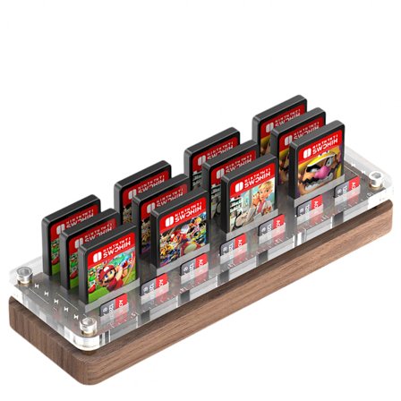 Switch-pelien säilytyslaatikko puusta 19 Nintendo Switch -pelikortille, Switch-pelikorttien säilytyslaatikko