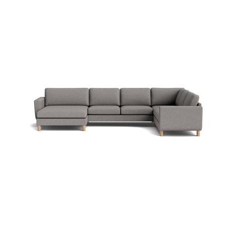 Vendbar Chaiselong U-Sofa - Haven Loop Grå - 361x255x86cm - Stor Familie Sofa med Vendbar Funktion, Perfekt til Hygge og Entré - U-sofa