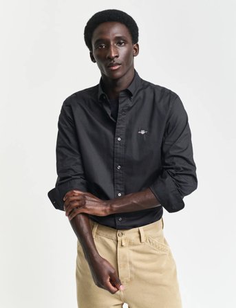 GANT Slim Classic Poplin Shirt - Black - XL