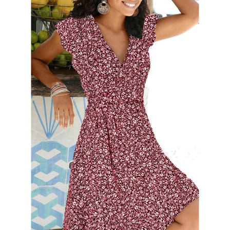 V-ringad Print Festklänning För Kvinnor Vintage Ärmlös Tank M