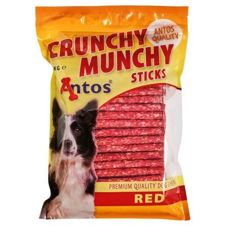 Antos Crunchy Munchy Tyggepinner, Rød - 1kg