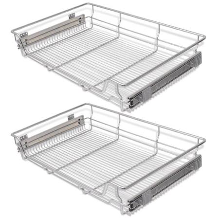 Vidaxl Utdragbara Trådkorgar 2 St Silver 800 Mm Silver
