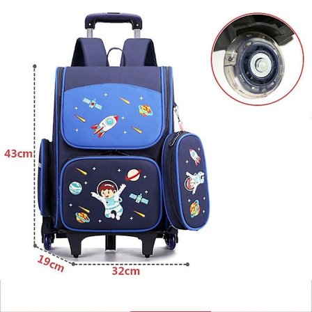 Skolryggsäck med Hjul Set Flickor Trolley Väska Skolryggsäck med Hjul