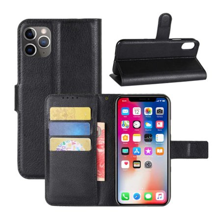 iPhone 11 Pro Max Wallet Case Black Leather Leather Case