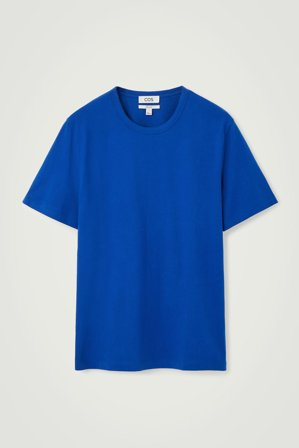 COS Men's Regular Brushed-Cotton T-Shirt in Blue