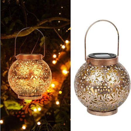 Solcelle Lanterne Udendørs, LED Pakker Metal Solcelle Havelamper, Varmt Hvidt Hængende Energi Lanterne