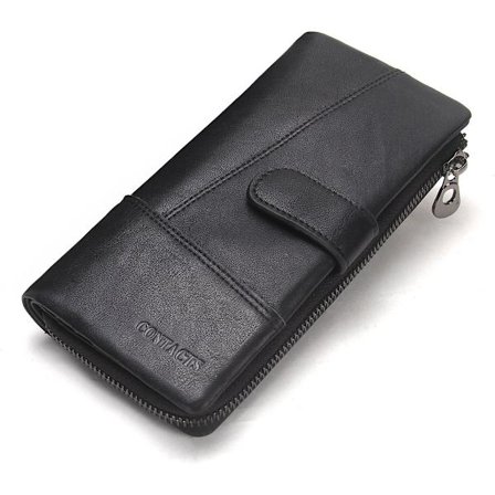 Kontakter Ekte Lær Ku Skinn Menn Sekretær Lang Glidelås Lommebok 12 Kort Spor Julergave