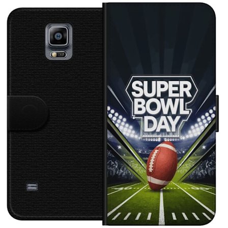 Kompatibel Tegnebogsetui til Samsung Galaxy Note 4 Super Bowl Day plakat med amerikansk fodbold på oplyst arena i dramatisk sportsdesign