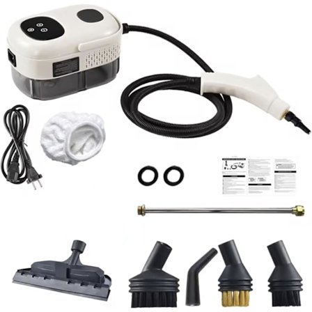 2500W Ångrengörare med Touchskärm, 1000ml Stor Kapacitet, Med 5 Olika Munstycken (Vit)