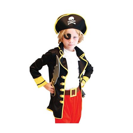 Uusin malli 2025 Dressy Daisy Lasten Poikien Merirosvokapteeni Halloween-asu Setti (Hattu, Takki, Vyö, Housut, Saappaansuojukset ja Silmälappu