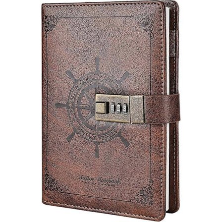 B6 Nahkainen muistikirja yhdistelmälukolla, matka-aiheinen merimieskirjoituspäiväkirja henkilökohtainen suunnittelija järjestäjä lahjaksi tytöille 