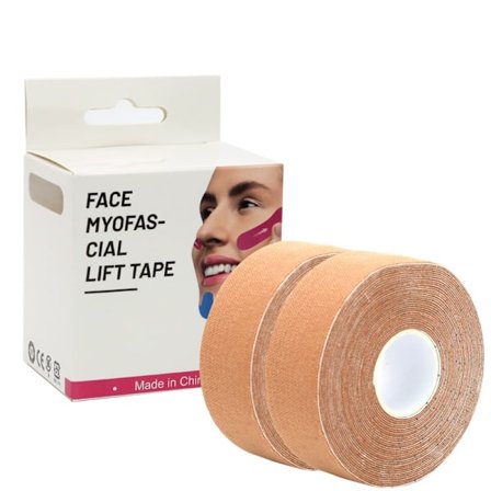 Ansiktslyftande tejp i hudton - 2,5 cm x 5 m (komfortpassform) - 2-pack model 2