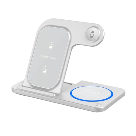 Langaton latausasema alumiinikiinnike 3 laitteelle puhelimen kellon kuulokkeiden käyttöön