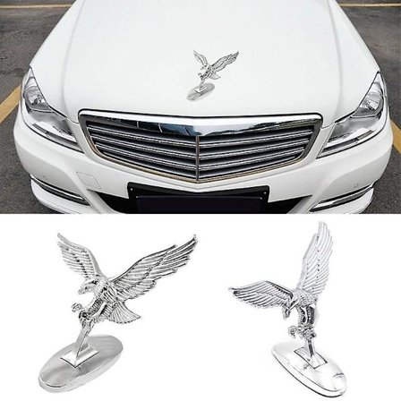 2 stk. 3D Emblem Bil Logo Front Hætte Ornament Bil Dæksel Krom Eagle Badge til Auto Bil