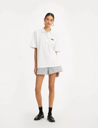 ROTATE Birger Christensen Cotton Short Sleeve Polo - White - S