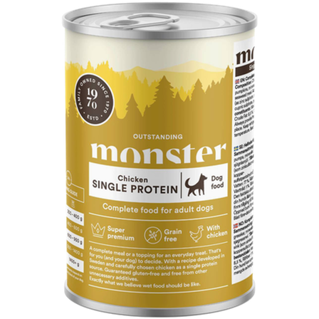 Monster Pet Food - Dog Adult Single Chicken Burk 400 g - Hund - Hundefôr & hundemat - Våtfôr & våtmat - ZOO.no