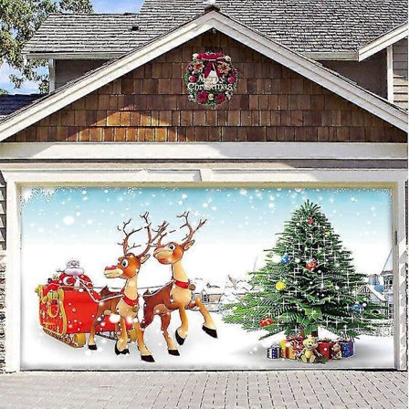 7x 4,9 m Glædelig Jul Julebanner Garageport Cover Stort Dør Cover